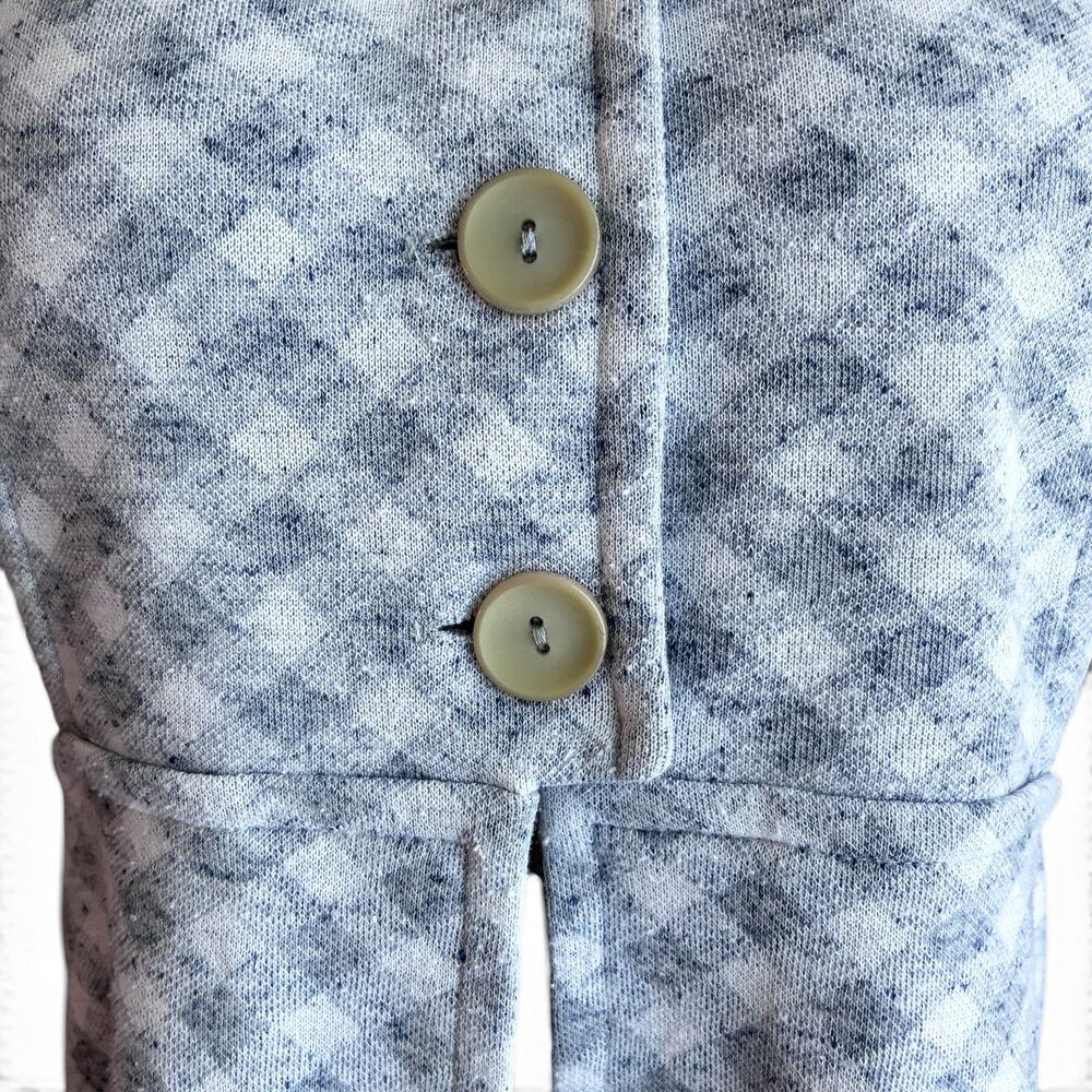 Vintage 1970s Gray Plaid Vest Top, Open Front Mini Dress Small - Picture 6 of 10
